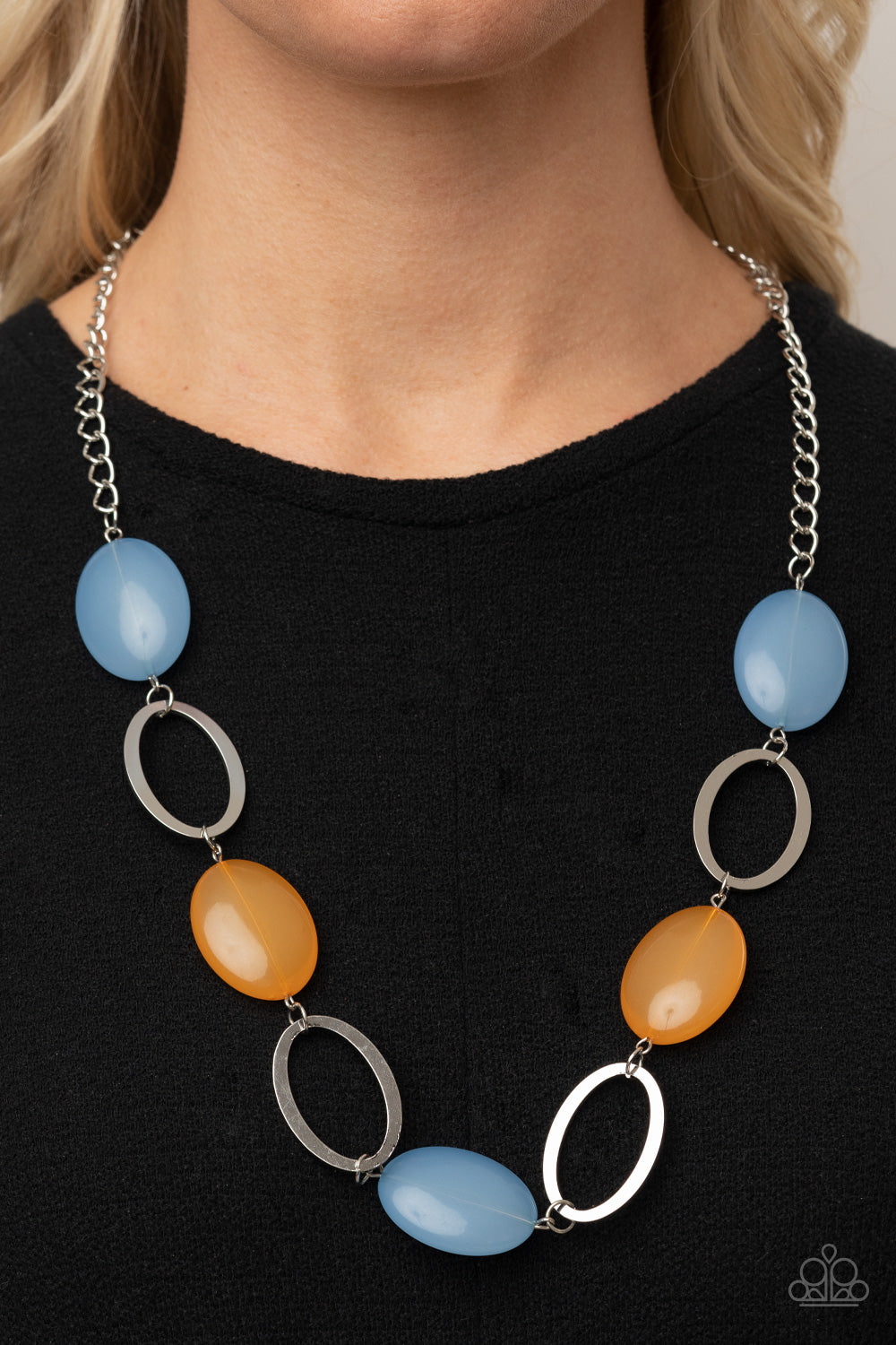 Beachside Boardwalk -  Blue and Orange Paparazzi Necklace