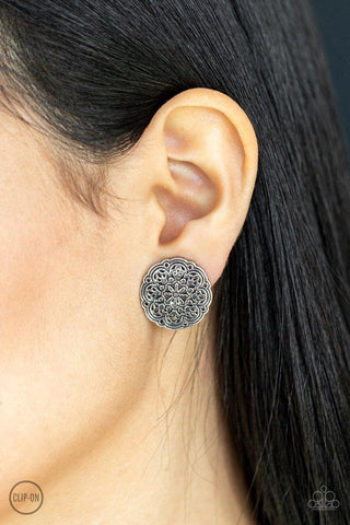 Mandala Harvest - Silver Paparazzi Clip-On Earrings
