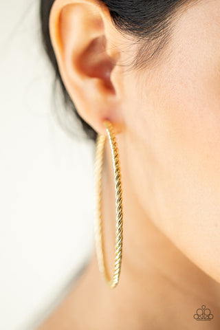 Resist The Twist - Gold Paparazzi Hoop Earrings