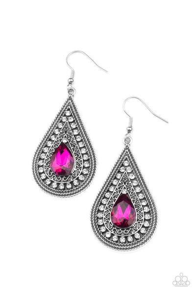 Metro Masquerade - Pink Paparazzi Earrings