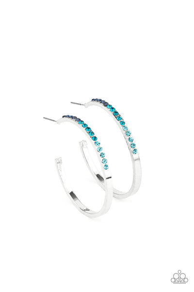 Somewhere Over the OMBRE - Blue Paparazzi Hoop Earrings