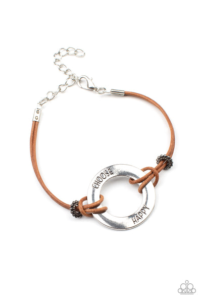 Choose Happy - Brown Paparazzi Bracelet