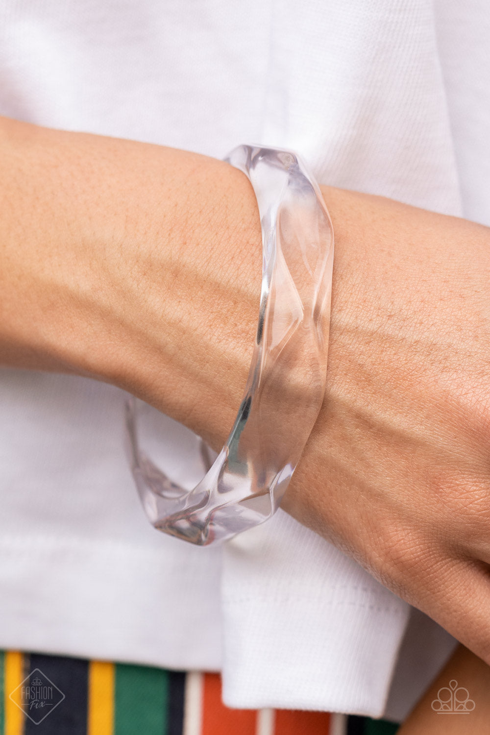 Clear-Cut Couture - White Clear Paparazzi Bracelets