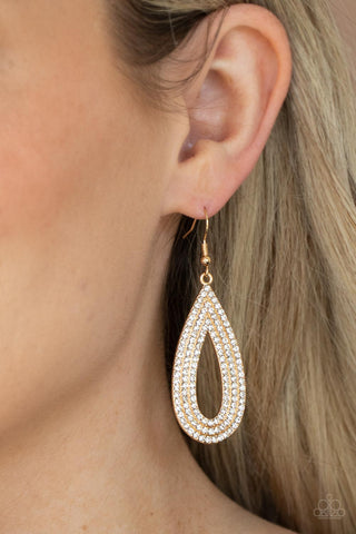 Exquisite Exaggeration - Gold Paparazzi Earrings