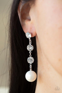 Yacht Scene - White Pearl Paparazzi Earrings