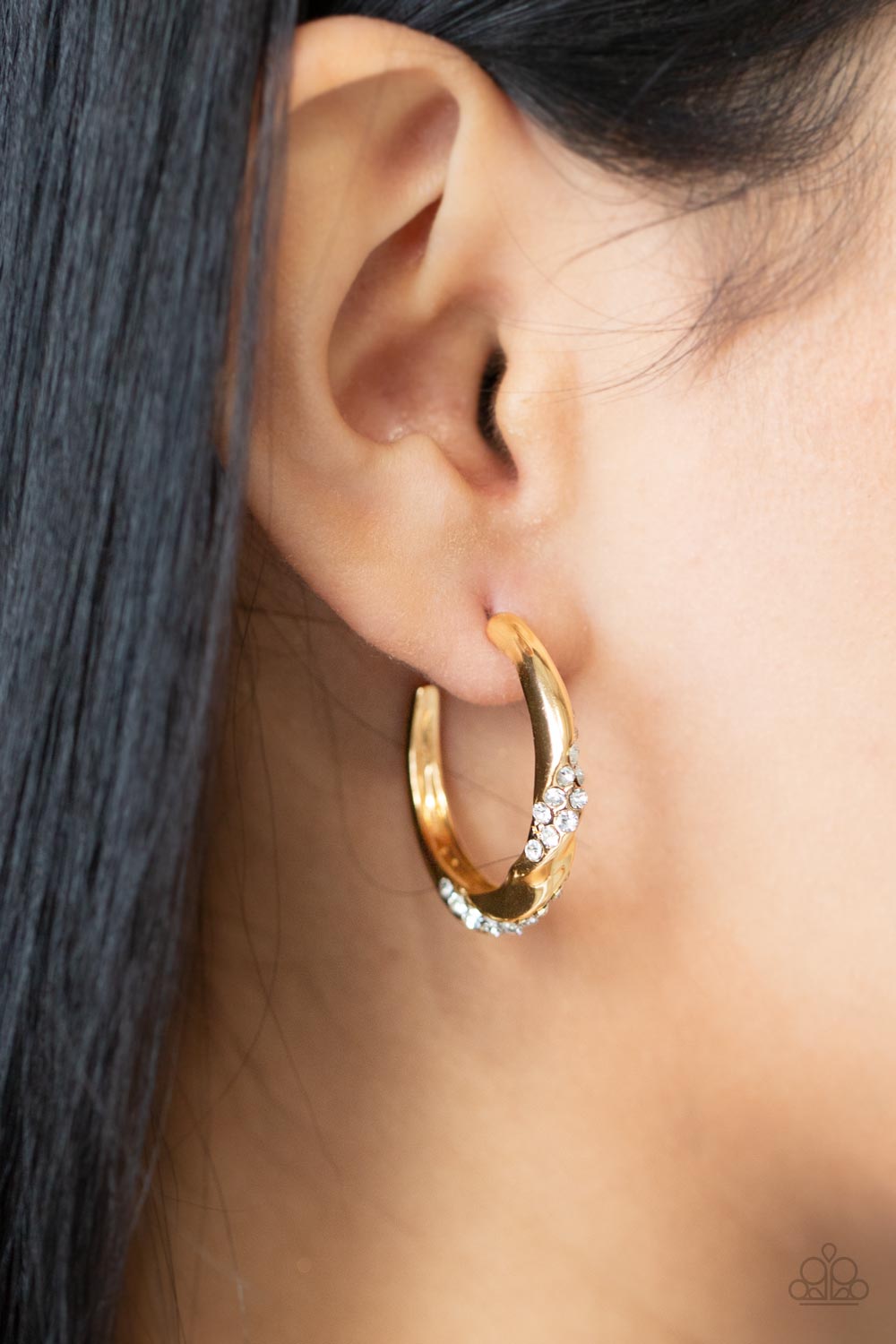 Subliminal Shimmer - Gold Paparazzi Hoop Earring