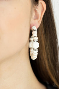 Definitely Down-To-Earth - White Paparazzi Hoop Earrings