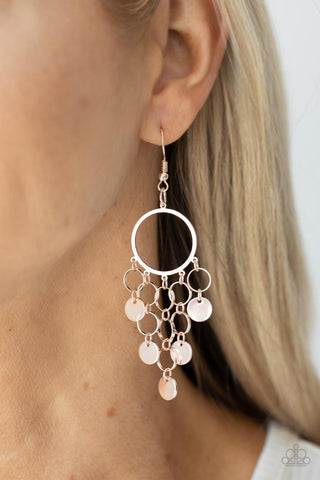 Cyber Chime - Rose Gold Paparazzi Earrings