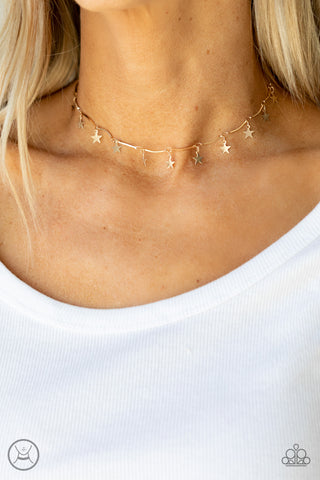 Little Miss Americana - Gold Paparazzi Chocker Necklace