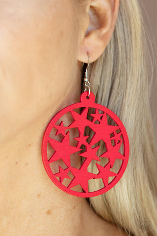 Cosmic Paradise - Red Paparazzi Earrings