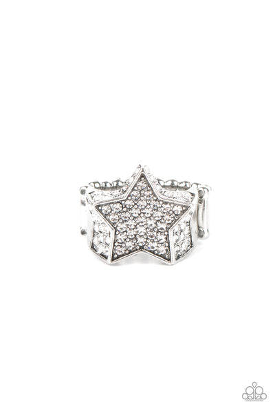 Here Come The Fireworks - White Paparazzi Star Ring