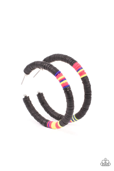 Colorfully Contagious - Black Paparazzi Hoop Earrings
