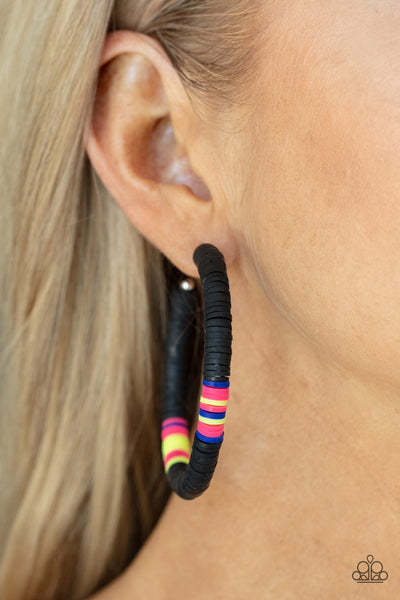 Colorfully Contagious - Black Paparazzi Hoop Earrings