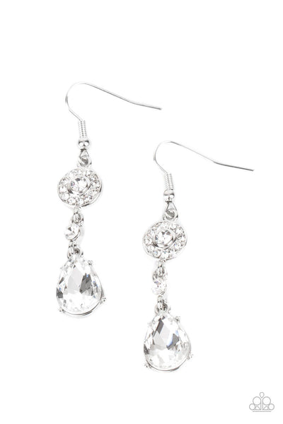 Graceful Glimmer - White Paparazzi Earrings