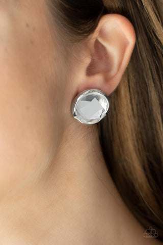 Double-Take Twinkle - White Paparazzi Stud Earrings