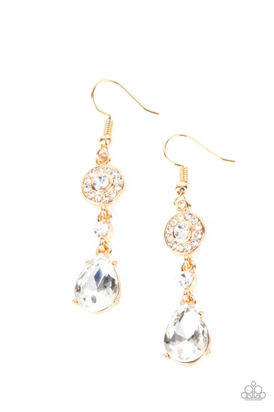 Graceful Glimmer - Gold Paparazzi Earrings