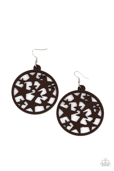 Cosmic Paradise - Brown Paparazzi Earrings