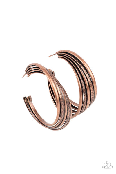 In Sync - Copper Paparazzi Hoop Earrings
