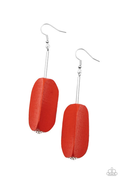 Tamarack Trail - Red Paparazzi Wood Earrings