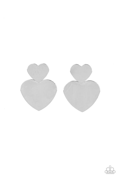 Heart-Racing Refinement - Silver Paparazzi Earrings
