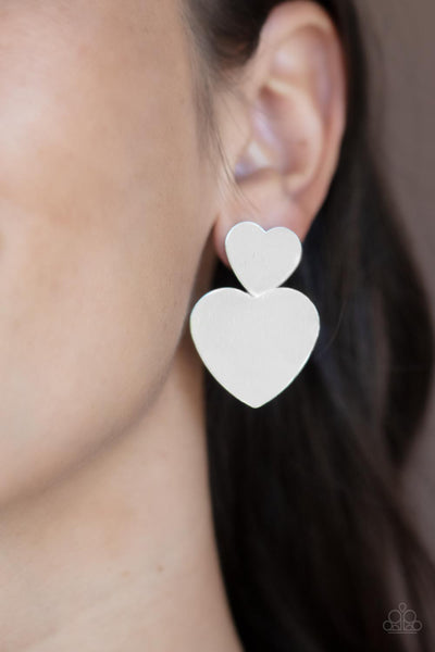 Heart-Racing Refinement - Silver Paparazzi Earrings