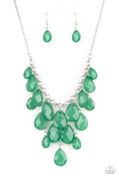 Front Row Flamboyance - Green Paparazzi Necklace