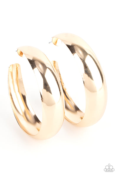 Flat Out Flawless - Gold Paparazzi Hoop Earrings