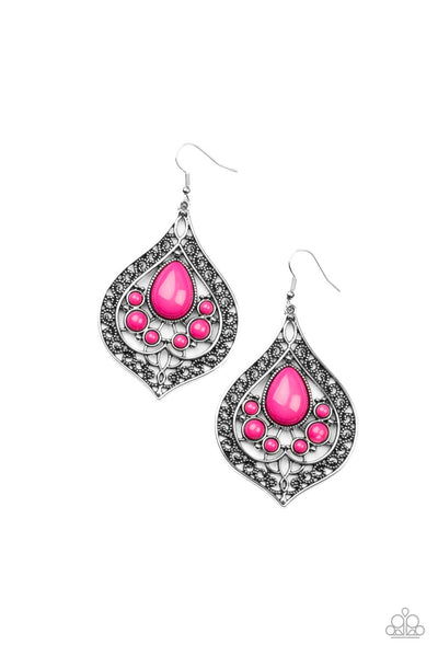 New Delhi Nouveau - Pink Paparazzi Earrings