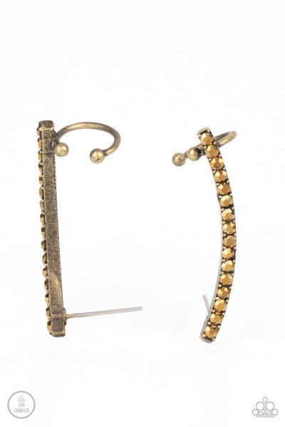 Give Me The SWOOP - Brass Post Crawlers Earrings