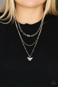 Bountiful Butterflies - White Paparazzi Necklace