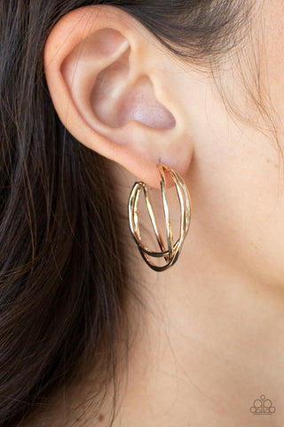 City Contour - Gold Paparazzi Hoop Earrings