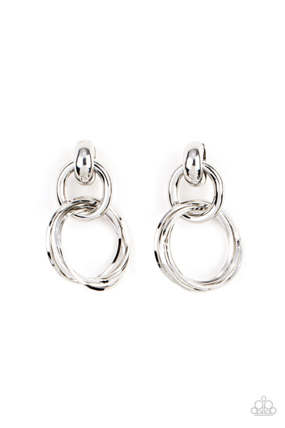 Dynamically Linked - Silver Paparazzi Earrings