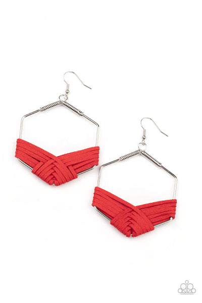 Suede Solstice - Red Paparazzi Earrings