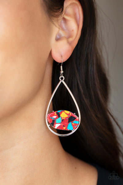 Tropical Terrazzo - Red Paparazzi Earrings