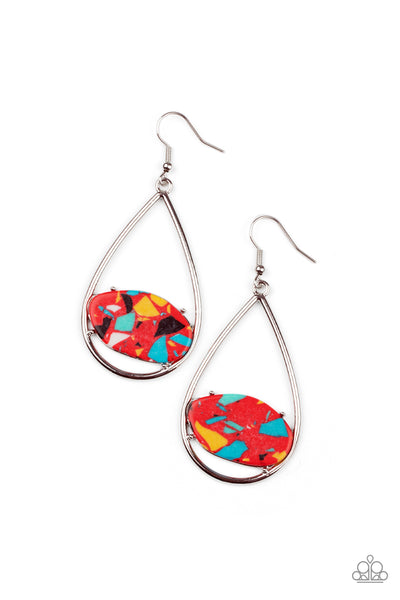 Tropical Terrazzo - Red Paparazzi Earrings