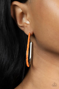 Beaded Bauble - Orange Paparazzi Hoop Earrings