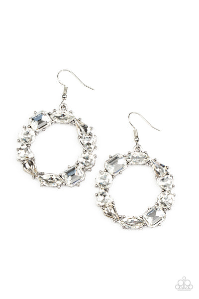 GLOWING in Circles - White Paparazzi Earring