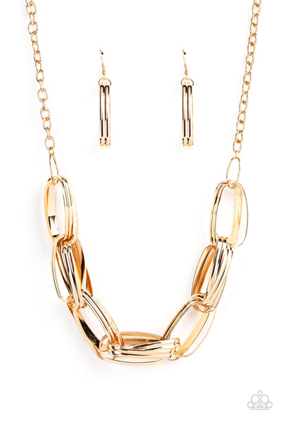 Fiercely Flexing - Gold Paparazzi Necklace