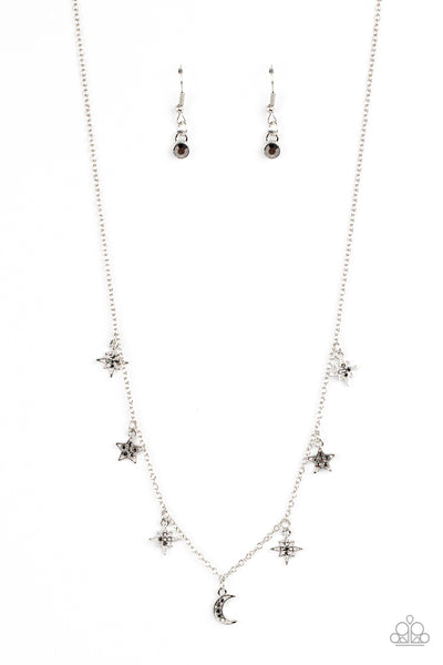 Cosmic Runway - Silver Moon and Star Paparazzi Necklace