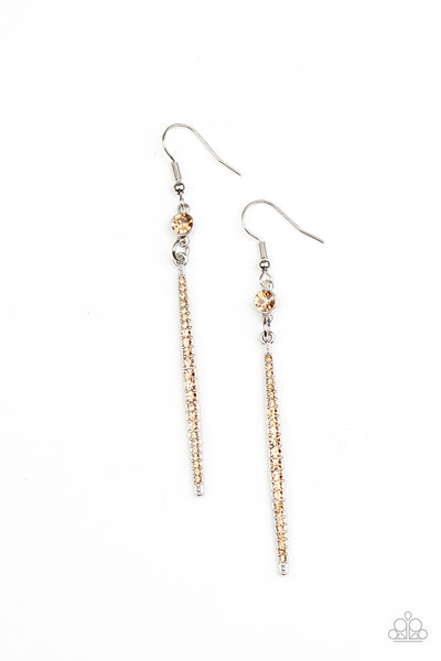 Skyscraping Shimmer - Brown Paparazzi Earrings