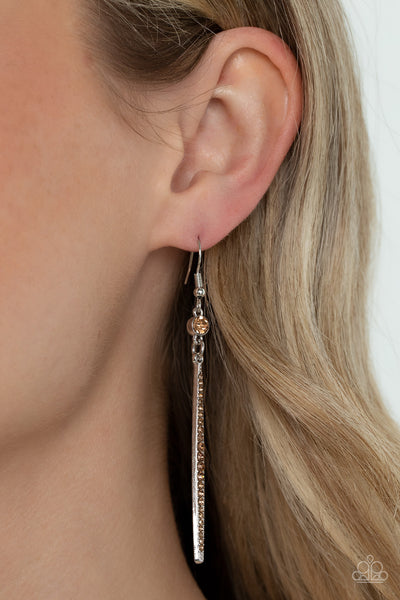 Skyscraping Shimmer - Brown Paparazzi Earrings