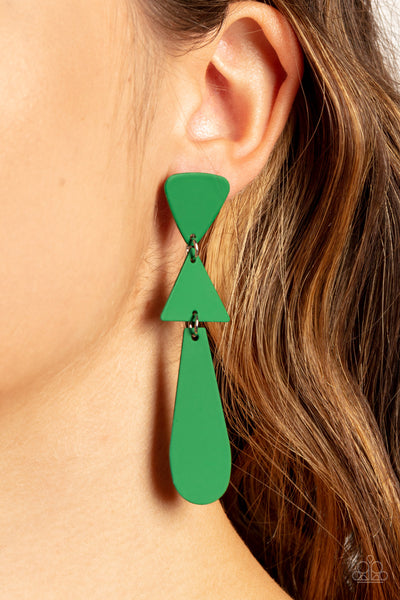 Retro Redux - Green Paparazzi Earrings