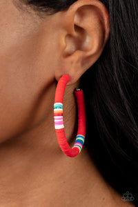 Colorfully Contagious - Red Paparazzi Earrings