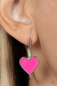 Kiss Up - Pink Paparazzi Pink Heart Earrings