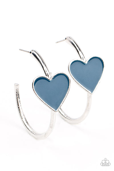 Kiss Up - Blue Paparazzi Hoop Earrings