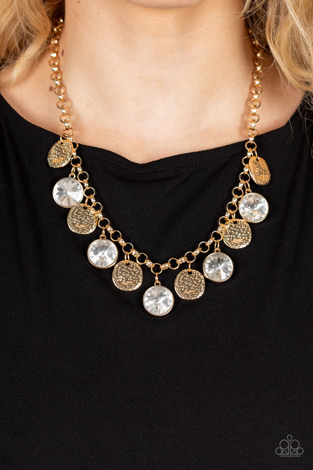 Spot On Sparkle - Gold Paparazzi Necklace