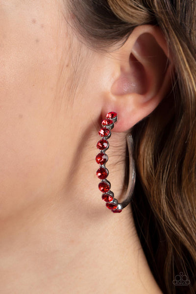 Photo Finish - Red Paparazzi Hoop Earrings