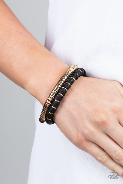 Catalina Marina - Black and gold Paparazzi Bracelet