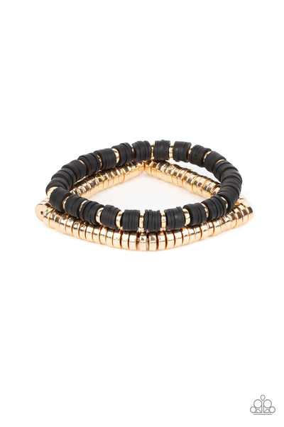 Catalina Marina - Black and gold Paparazzi Bracelet