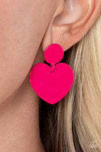 Just a Little Crush - Pink Paparazzi Earrings